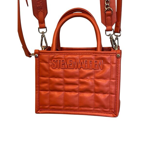 NWT STEVE MADDEN BNIKO QUILTED CROSSBODY BAG W GUITAR STRAP GINGER NEW MSRP - Picture 1 of 6